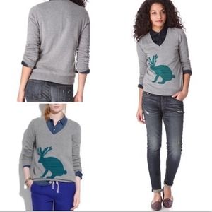 Madewell (Wallace) jackalope gray pullover sweater